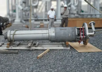 Industrial horizontal pump on wooden pallet